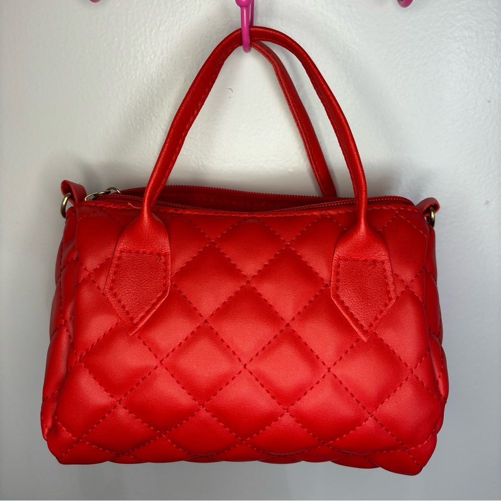Red Quilted Mini Duffle Handbag